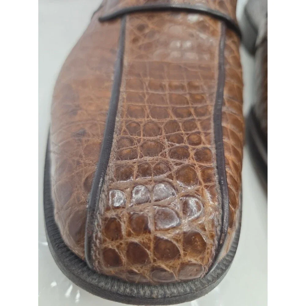 Vintage FBSC Marco D'Oro Italy Genuine Alligator Loafers Mens 9.5 D Excellent